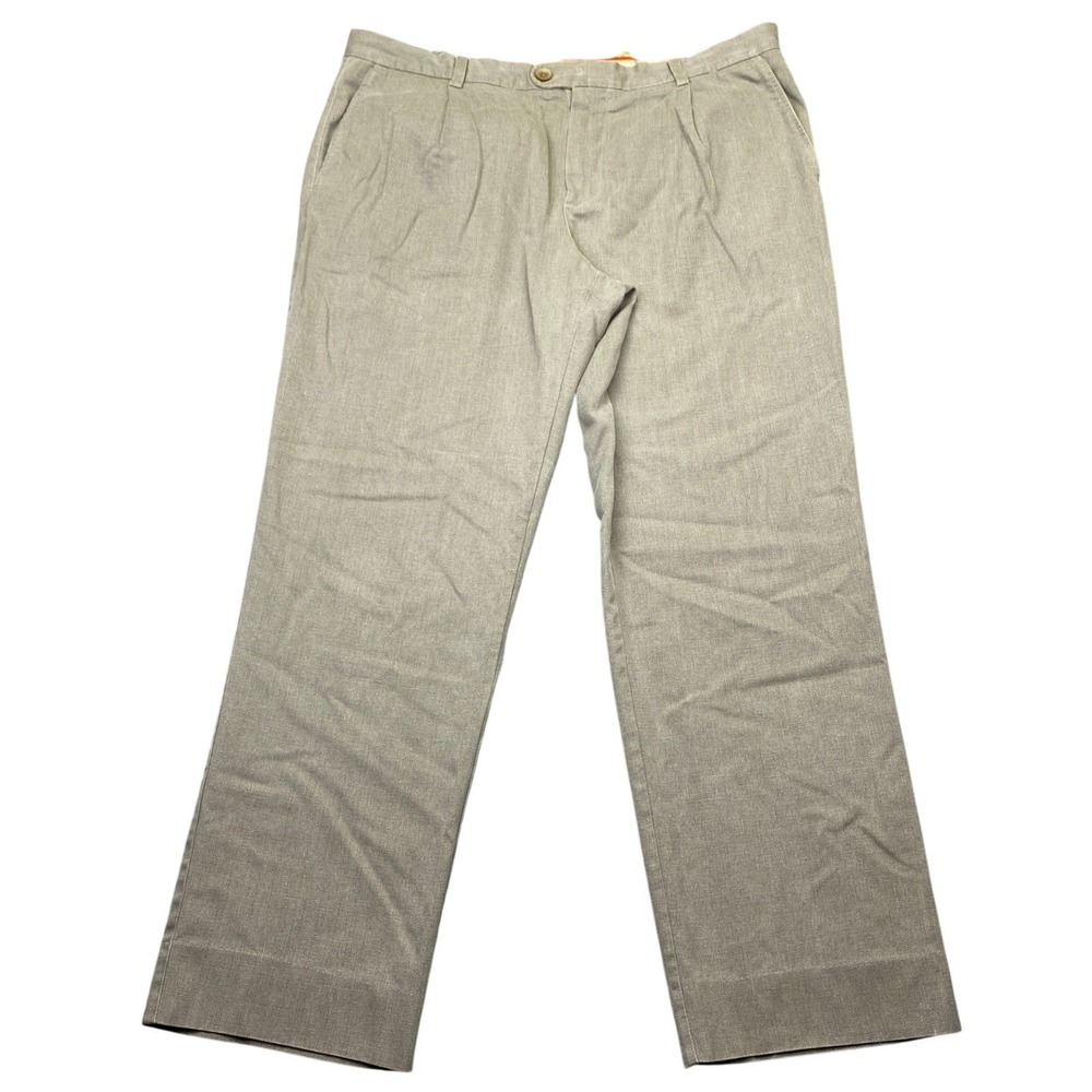 Tommy Bahama Mens Silk Cotton Blend Pleated Dress Pants Beige Khaki Sz 36
